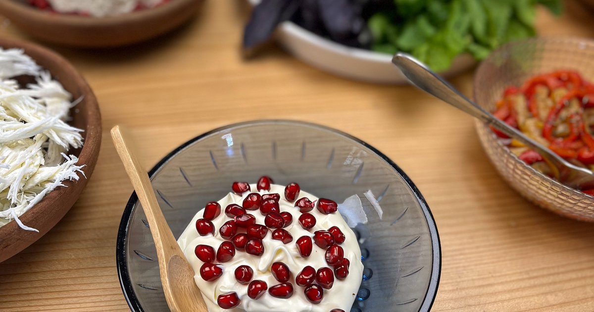 cream with pomegranate seeds from the Arm Food Lab